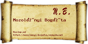 Mozolányi Bogáta névjegykártya